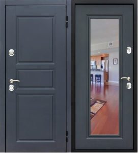 Металлическая дверь NEXT №6 для дома с зеркалом